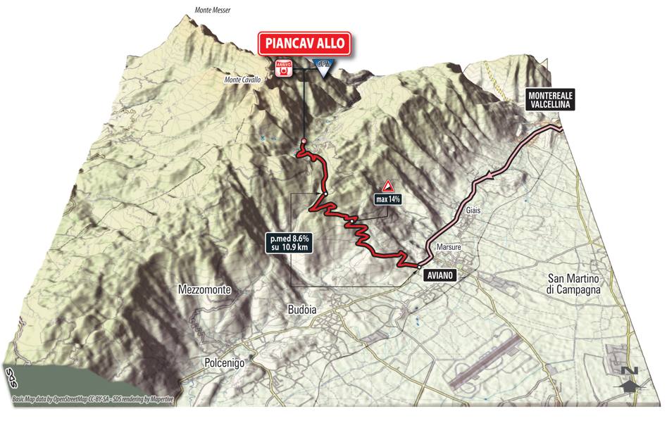 Venerdì 26, 19ª tappa, San Candido-Piancavallo, 191 km (arrivo in salita)